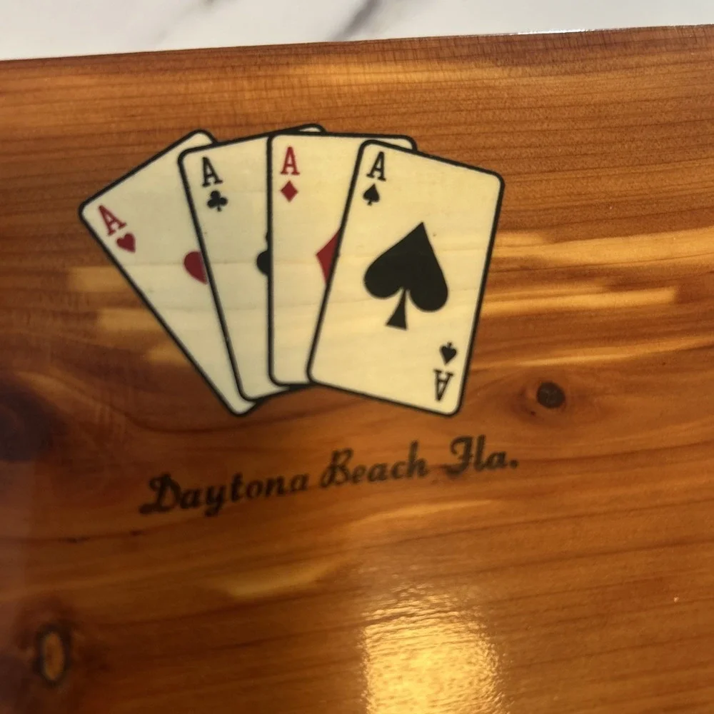 Daytona Beach Fl. Souvenir Wooden‎ Playing Card Box